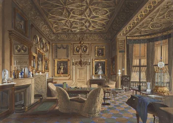 Salon Particulier der Königin im Buckingham-Palast. (Das Wohnzimmer der Königin im Buckingham-Palast)